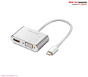 Cáp chuyển đổi USB type-C to HDMI và VGA chính hãng Ugreen 50317 cao cấp màu bạc