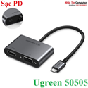 Cáp chuyển đổi USB Type-C to HDMI/VGA/Sạc PD 4K30Hz Ugreen 50505 cao cấp (vỏ nhôm)