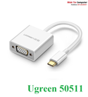 Cáp chuyển đổi USB Type-C to VGA chính hãng Ugreen 50511 cao cấp màu trắng