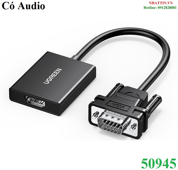 Cáp chuyển đổi VGA sang HDMI+Audio 1080P@60Hz Ugreen 50945 cao cấp