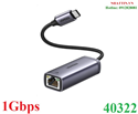 Cáp chuyển USB Type-C sang Lan 10/100/1000Mbps Ugreen 40322 vỏ nhôm Chính Hãng