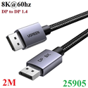 Cáp Displayport 1.4 hỗ trợ 8K@60Hz 4K@240Hz dài 2M Ugreen 25905 cao cấp