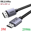 Cáp Displayport 1.4 hỗ trợ 8K@60Hz 4K@240Hz dài 3M Ugreen 25906 cao cấp