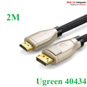Cáp Displayport to HDMI 2.0 dài 2m hỗ trợ 3D 4K/60Hz chính hãng Ugreen 40434 cao cấp