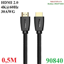 Cáp HDMI 2.0 dài 0,5m hỗ trợ full HD 4Kx2K chính hãng Ugreen 90840 cao cấp