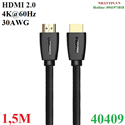 Cáp HDMI 2.0 dài 1,5m hỗ trợ full HD 4K@60Hz 30AWG chính hãng Ugreen 40409 cao cấp