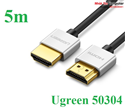 Cáp HDMI 2.0 slim dài 5M hỗ trợ 4Kx2K Chính hãng Ugreen 50304 cao cấp