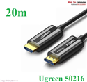 Cáp HDMI 2.0 sợi quang hợp kim kẽm 20m hỗ trợ 4K/60Hz chính hãng Ugreen 50216 cao cấp