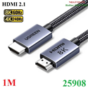 Cáp HDMI 2.1 dài 1M 8K@60Hz 48Gbps hỗ trợ HDR eARC Ugreen 25908 cao cấp