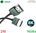 Cáp HDMI 2.1 slim dài 2M hỗ trợ 8K Ugreen 90384 cao cấp (bọc nhôm, bện dù)