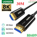 Cáp HDMI 2.1 sợi quang lõi đồng 30m hỗ trợ 8K/60Hz, 4K/120Hz chính hãng Ugreen 80409 cao cấp