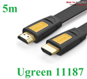 Cáp HDMI 5M sợi dẹt hỗ trợ 4Kx2K chính hãng Ugreen 11187 cao cấp