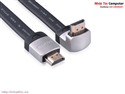 Cáp HDMI dẹt Ugreen 1,5m đầu bẻ lên góc 90 độ chính hãng Hỗ trợ 3D, 4K x 2K, HD1080P UG-10278