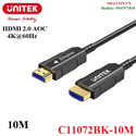 Cáp HDMI to HDMI 2.0 sợi quang AOC Optical Fiber dài 10M độ phân giải 4K@60Hz Unitek C11072BK-10M cao cấp