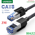 Cáp mạng Cat8 đúc sẵn bọc dù dài 3M Ugreen 80432 cao cấp