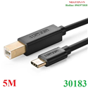 Cáp máy in USB 2.0 Type-C to USB Type-B dài 5M Ugreen 30183 (Màu đen)