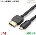 Cáp Micro HDMI to HDMI dài 3m hỗ trợ 4K@30Hz Ugreen 30104 cao cấp