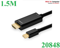 Cáp Mini DisplayPort (Thunderbolt) to HDMI dài 1.5M độ phân giải 4K Ugreen 20848 chính hãng (Màu Đen)