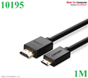 Cáp Mini HDMI to HDMI dài 1M hỗ trợ độ phân giải 4K chính hãng Ugreen UG-10195