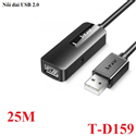 Cáp nối dài âm dương USB 2.0 dài 25M có chip khuếch đại Jasoz T-D159 cao cấp