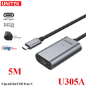 Cáp nối dài USB-C 3.1 âm dương 5M tốc độ 5Gbps Unitek U305A cao cấp (Có IC khuếch đại)