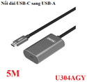 Cáp nối dài USB-C sang USB-A chuẩn 3.0 tốc độ 5Gbps dài 5m Unitek U304AGY cao cấp