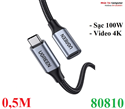 Cáp nối dài USB Type-C 3.1 GEN2 (Male/Female) dài 0,5m dây bọc dù Ugreen 80810 cao cấp
