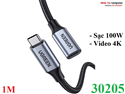 Cáp nối dài USB Type-C 3.1 GEN2 (Male/Female) dài 1m hỗ trợ Thunderbolt 3.0 sạc 100W, Video 4K Ugreen 30205 cao cấp