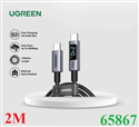 Cáp sạc, dữ liệu Type-C sang Type-C 240W/5A PD3.1 dài 2M có LED hiển thị thông minh Ugreen 65867 cao cấp