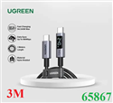 Cáp sạc, dữ liệu Type-C sang Type-C 240W/5A PD3.1 dài 3M có LED hiển thị thông minh Ugreen 65868 cao cấp