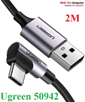 Cáp sạc, dữ liệu USB-A to USB Type-C bẻ góc 90 độ dài 2M Ugreen 50942 cao cấp (hỗ trợ sạc nhanh)