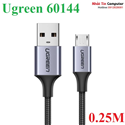 Cáp sạc, dữ liệu USB to Micro USB dài 0.25M bọc dù Ugreen 60144 cao cấp (sạc nhanh QC 3.0)