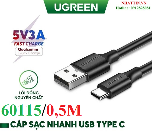 Cáp sạc, dữ liệu USB Type-A 2.0 sang USB Type-C dài 0,5M Ugreen 60115 cao cấp