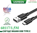 Cáp sạc, dữ liệu USB Type-A 2.0 sang USB Type-C dài 1,5M Ugreen 60117 cao cấp