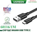 Cáp sạc, dữ liệu USB Type-A 2.0 sang USB Type-C dài 1M Ugreen 60116 cao cấp