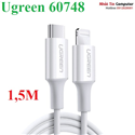 Cáp sạc, dữ liệu USB Type-C to Lightning dài 1,5M chuẩn MFI Apple, sạc nhanh 3A Ugreen 60748 (Trắng)