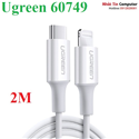 Cáp sạc, dữ liệu USB Type-C to Lightning dài 2M chuẩn MFI Apple, sạc nhanh 3A Ugreen 60749 (Trắng)