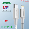 Cáp sạc, dữ liệu USB Type-C to Lightning dài 1,5M chuẩn MFI Apple, sạc nhanh Ugreen 70524