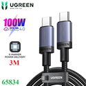 Cáp sạc nhanh 100W/5A USB Type-C to USB Type-C dài 3M Ugreen 65834 cao cấp