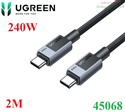 Cáp sạc nhanh, dữ liệu 240W 5A USB Type-C to Type-C dài 2M Ugreen 45068 cao cấp (bọc dù)