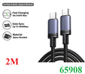 Cáp sạc nhanh, dữ liệu 240W 5A USB Type-C to Type-C dài 2M Ugreen 65908 cao cấp (bọc dù)