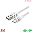Cáp sạc nhanh USB Type-C dài 3m Ugreen 60409 chính hãng