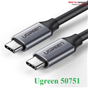 Cáp sạc, truyền dữ liệu, hỗ trợ 4K@60Hz USB Type-C (Male/Male) dài 1,5m hỗ trợ Ugreen 50751 cao cấp