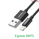 Cáp sạc USB 2.0 Lightning dài 2m chuẩn MFI chính hãng Ugreen 10472 màu đen cao cấp