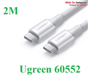 Cáp sạc và truyền dữ liệu USB type-C (Male/Male) dài 2m chính hãng Ugreen 60552 cao cấp màu trắng