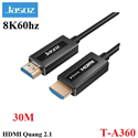 Cáp tín hiệu HDMI quang 2.1 hỗ trợ 8K@60hz dài 30M Jasoz T-A360 cao cấp