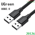 Cáp USB 2.0 chuẩn A 2 dầu dương M/M dài 3m Ugreen 30136 Chính hãng