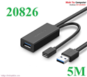 Cáp USB 3.0 nối dài 5m hỗ trợ nguồn Micro USB chính hãng Ugreen 20826 cao cấp