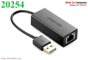 Cáp USB to Lan 2.0 cho Macbook, pc, laptop hỗ trợ Ethernet 10/100 Mbps chính hãng Ugreen UG-20254