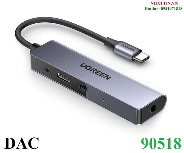 Cáp USB Type-C chuyển đổi âm thanh Audio 3.5mm kèm sạc PD 60W Ugreen 90518 cao cấp (DAC)